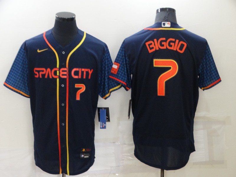 Men's Houston Astros #7 Craig Biggio 2022 Navy City Connect Flex Base Stitched Baseball Jersey Men's Houston Astros #7 Craig Biggio 2022 Navy City Connect Flex Base Stitched Baseball Jersey